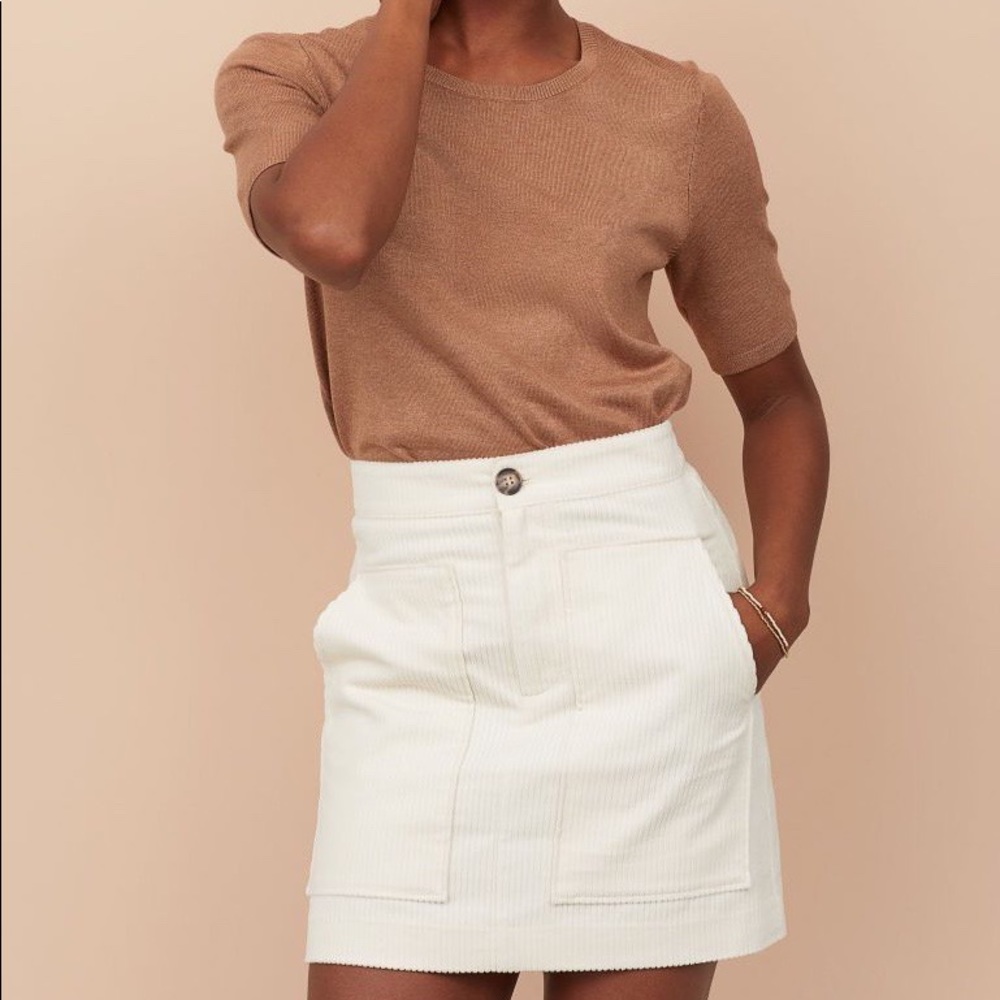 Cream corduroy mini skirt